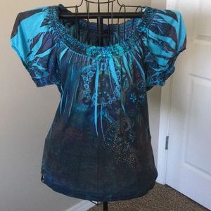 Black and Teal Top